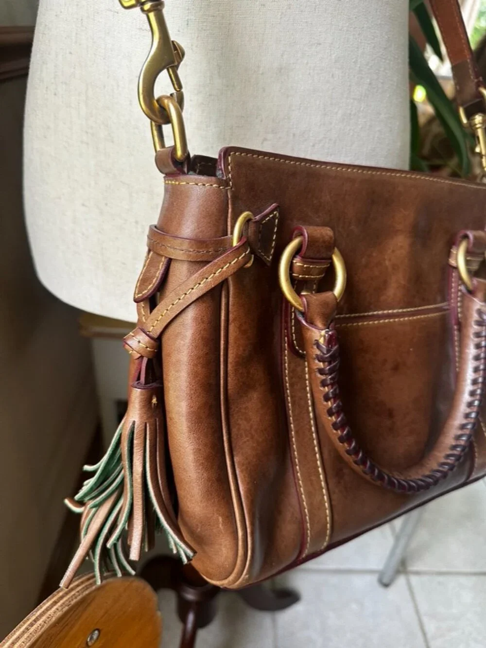 Dooney & Bourke Florentine Leather Satchel Purse, Brown